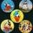 Disney characters; Micky Mouse, Minnie Mouse, Donald Duck, Pluto and Herbie.